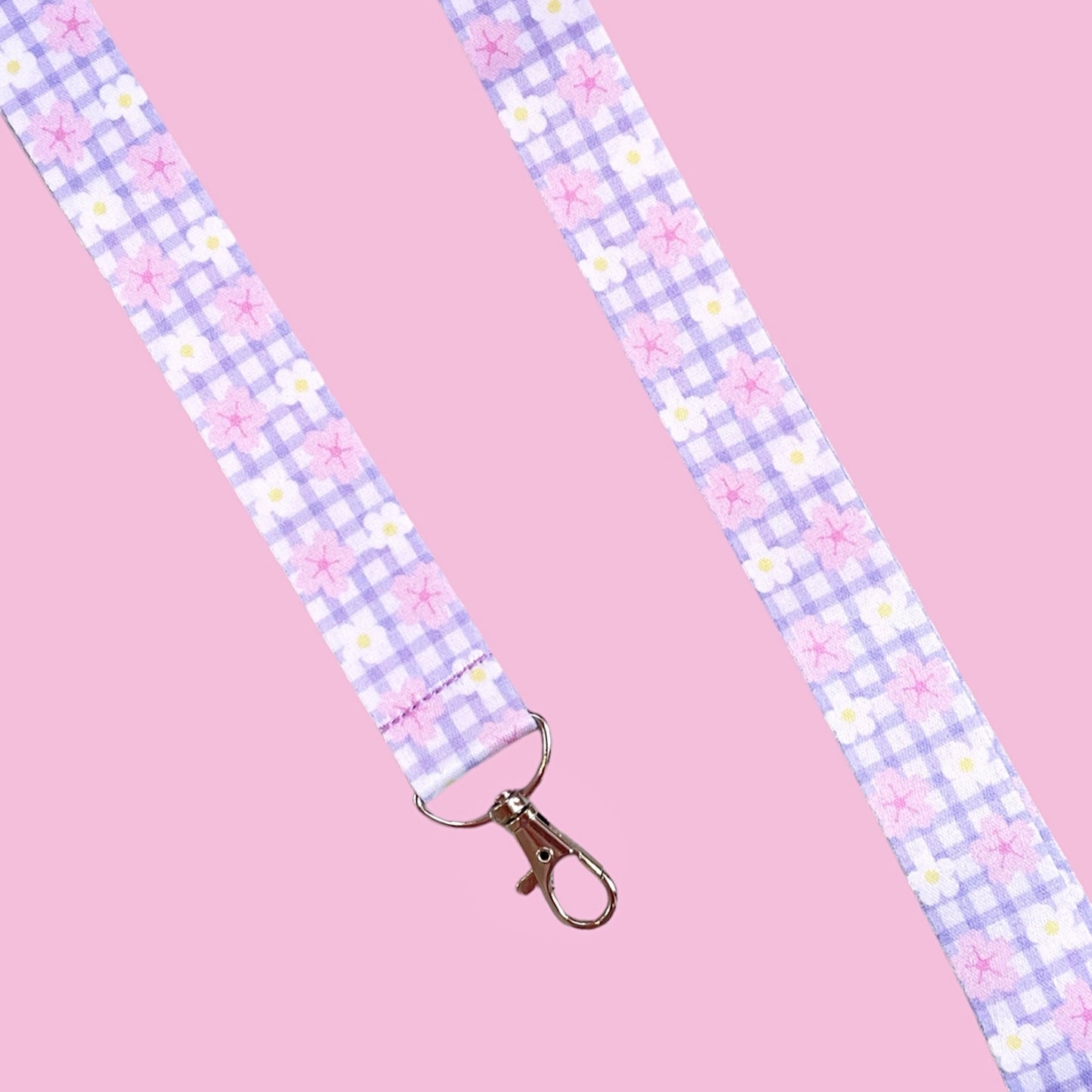Sakura and Gingham Lanyard