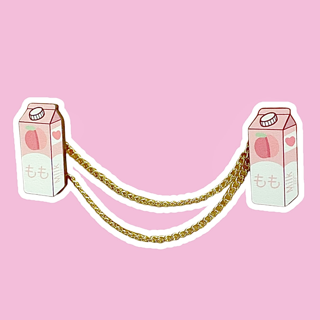 Peach Milk Carton Wooden Collar Pins