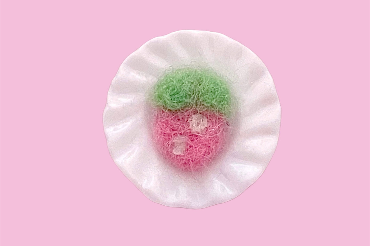 Needle Felted Plain Strawberry Plate Pin
