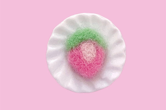 Needle Felted Half Strawberry Plate Pin