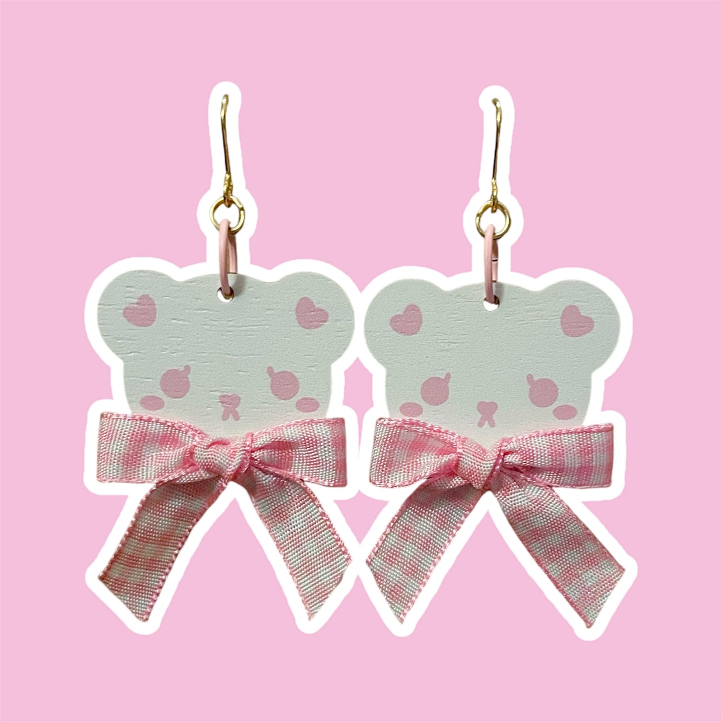 Teddy Bear Wooden Earrings