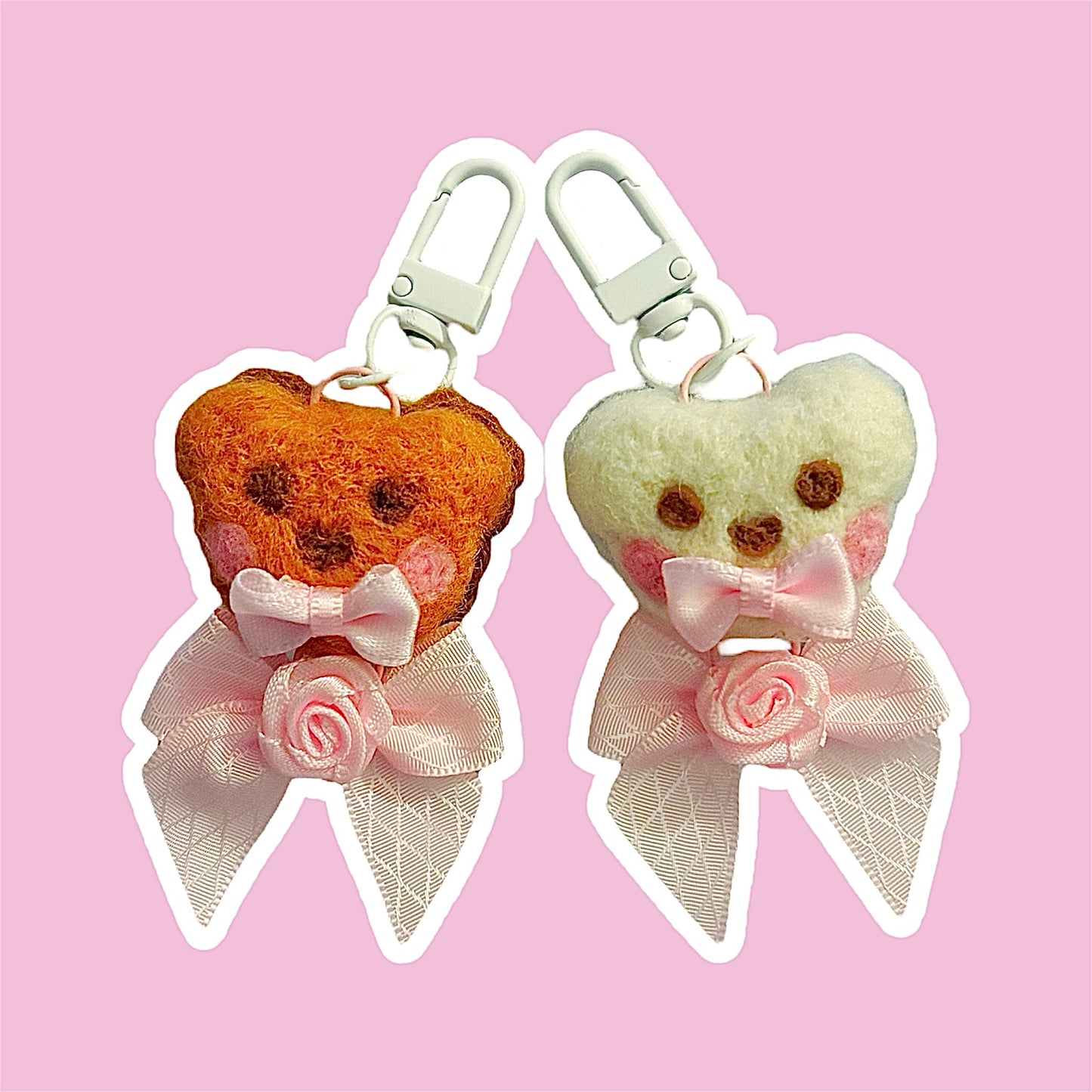 Needle Felted Teddy Bear Keyring