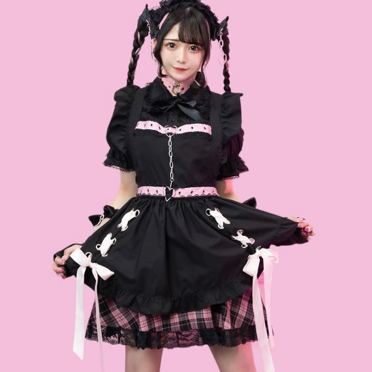 “Love Punk” Black/Pink Apron