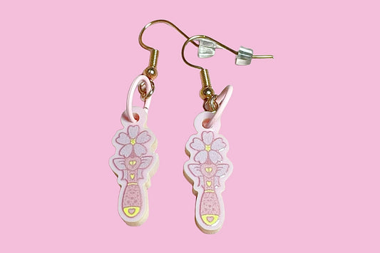 Mahou Shoujo Magical Girl Weapon Sakura Wand Acrylic Earrings