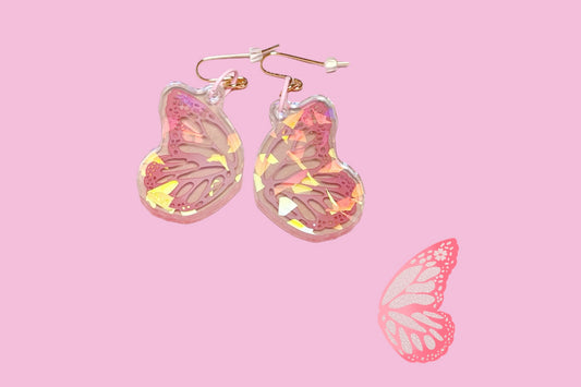 Holographic Butterfly Wing Acrylic Earrings