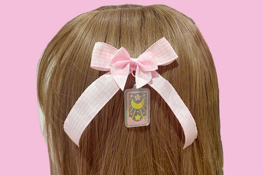 Holographic Tarot Card Double Bow Hair Clip