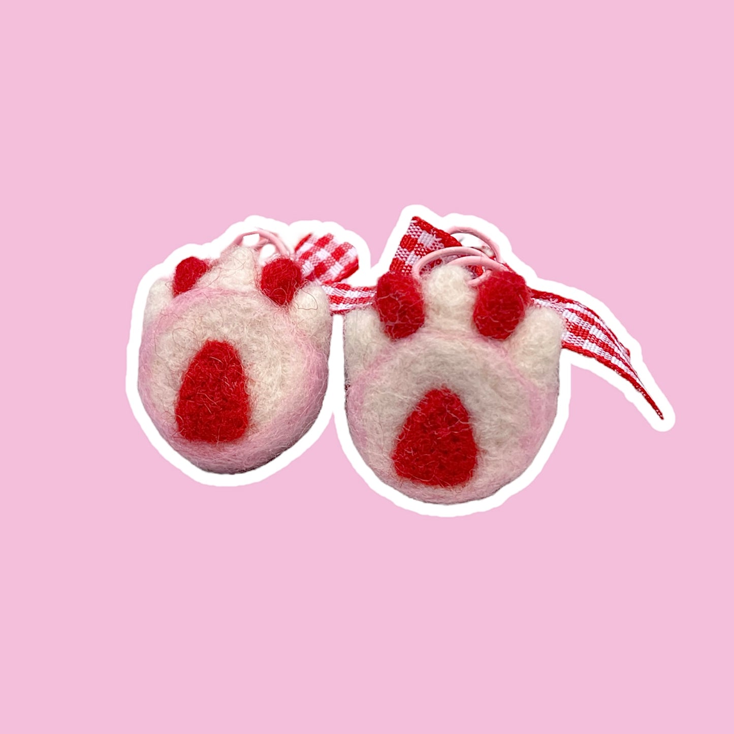 Needle Felted Strawberry Roll Earrings