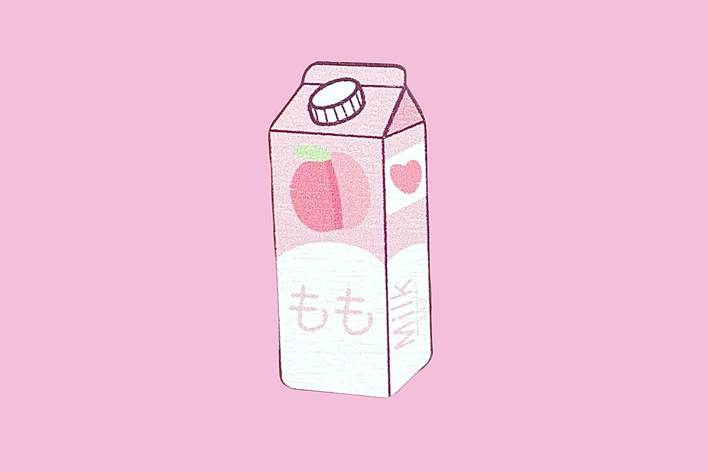 Peach MomoももMilk Carton Wooden Pin