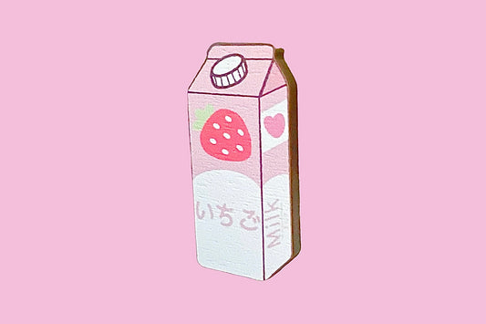 Strawberry IchigoいちごMilk Carton Wooden Pin