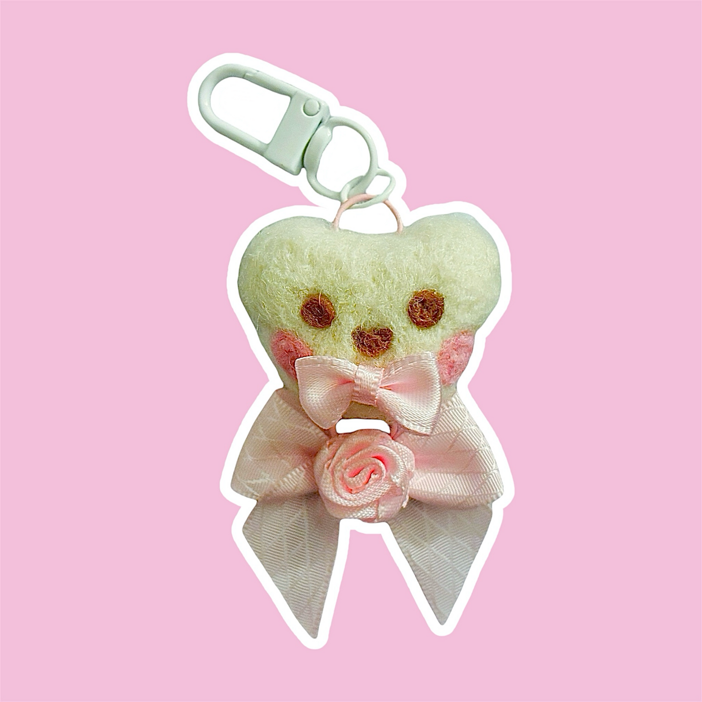 Needle Felted Teddy Bear Keyring
