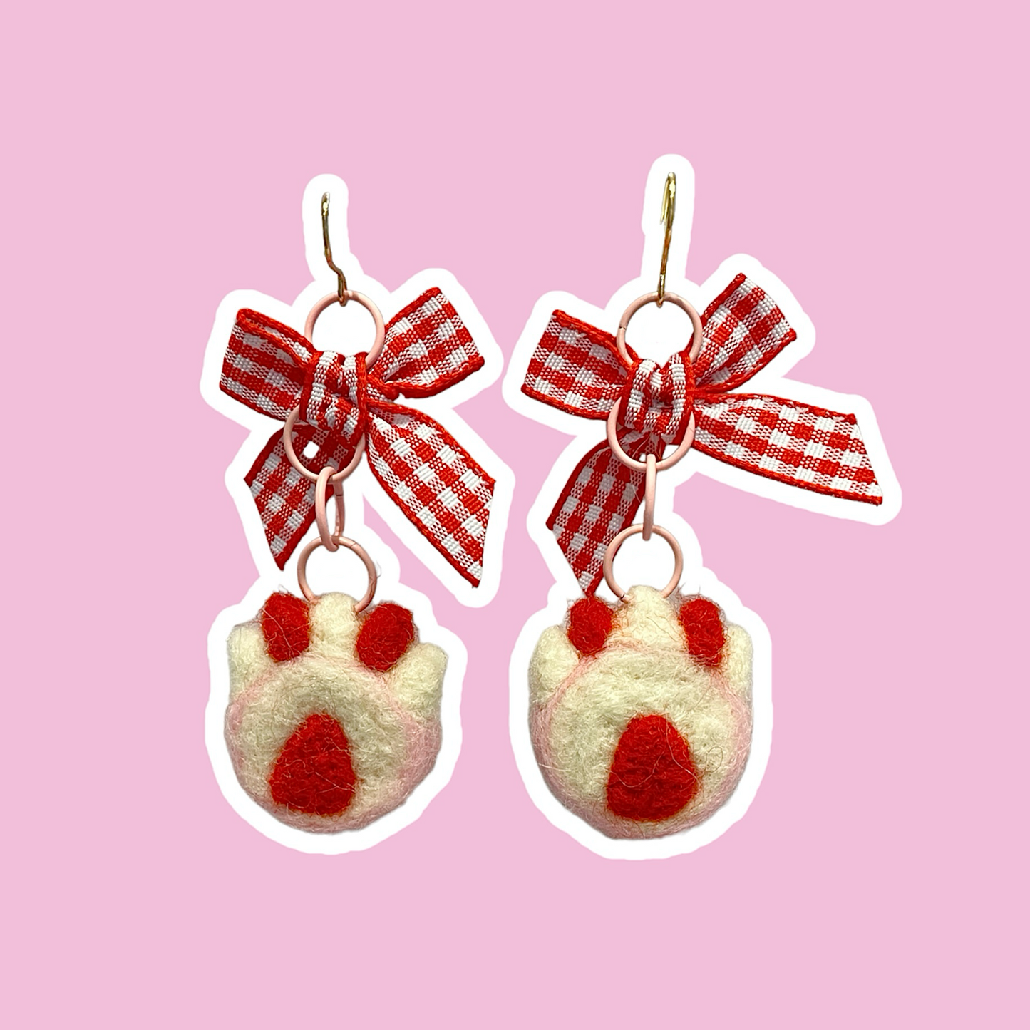 Needle Felted Strawberry Roll Earrings