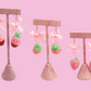 Needle Felted Dipped Cream Strawberry & Bow Earrings