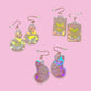 Holographic Sakura Moon Tarot Card Acrylic Earrings