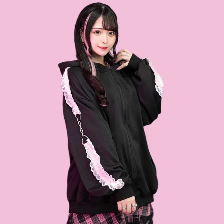 “Love Punk” Black/Pink Hoodie