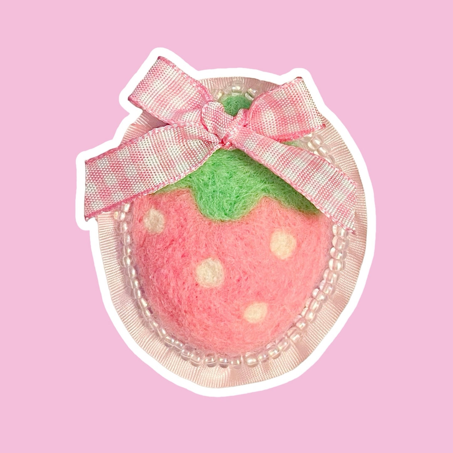Needle Felted Strawberry Brooch